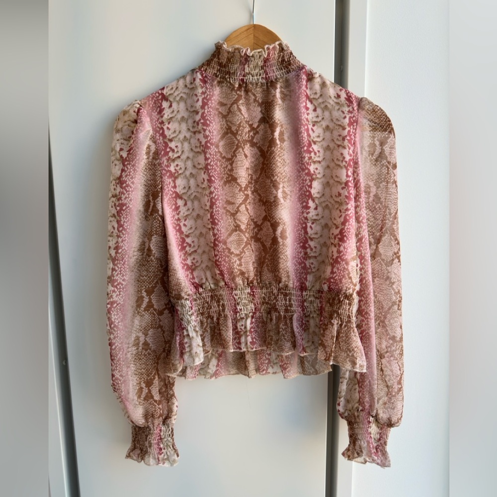 Lucy Paris - Pink and Brown Snake Print Women's Top